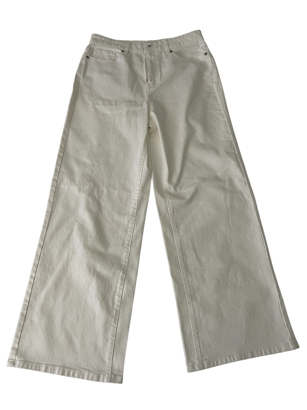 Time and Tru Creamy White High Rise Wide-Leg Jeans size 10, 99% cotton